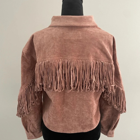 NWT Blank NYC Vegan Suede Fringe Moto Jacket Sz M - Picture 12 of 14